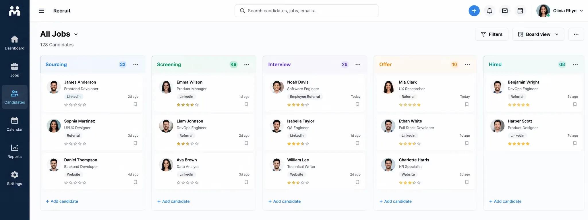 Recruit dashboard